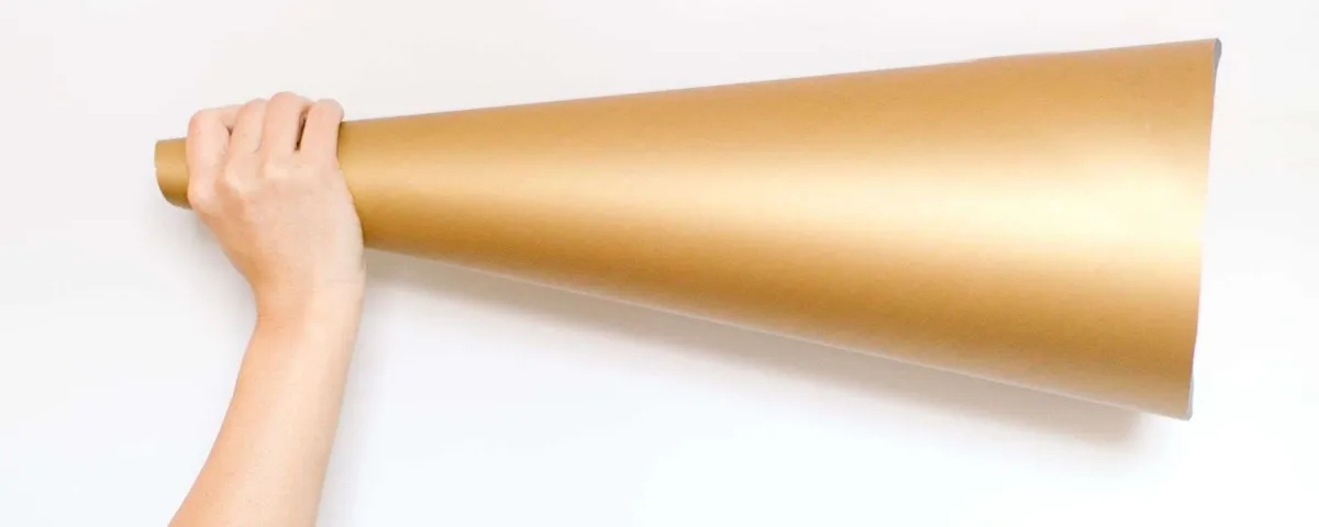 person holding gold megaphone for blog post "5 Reasons Why Entrepreneurs Struggle with Attracting Clients"