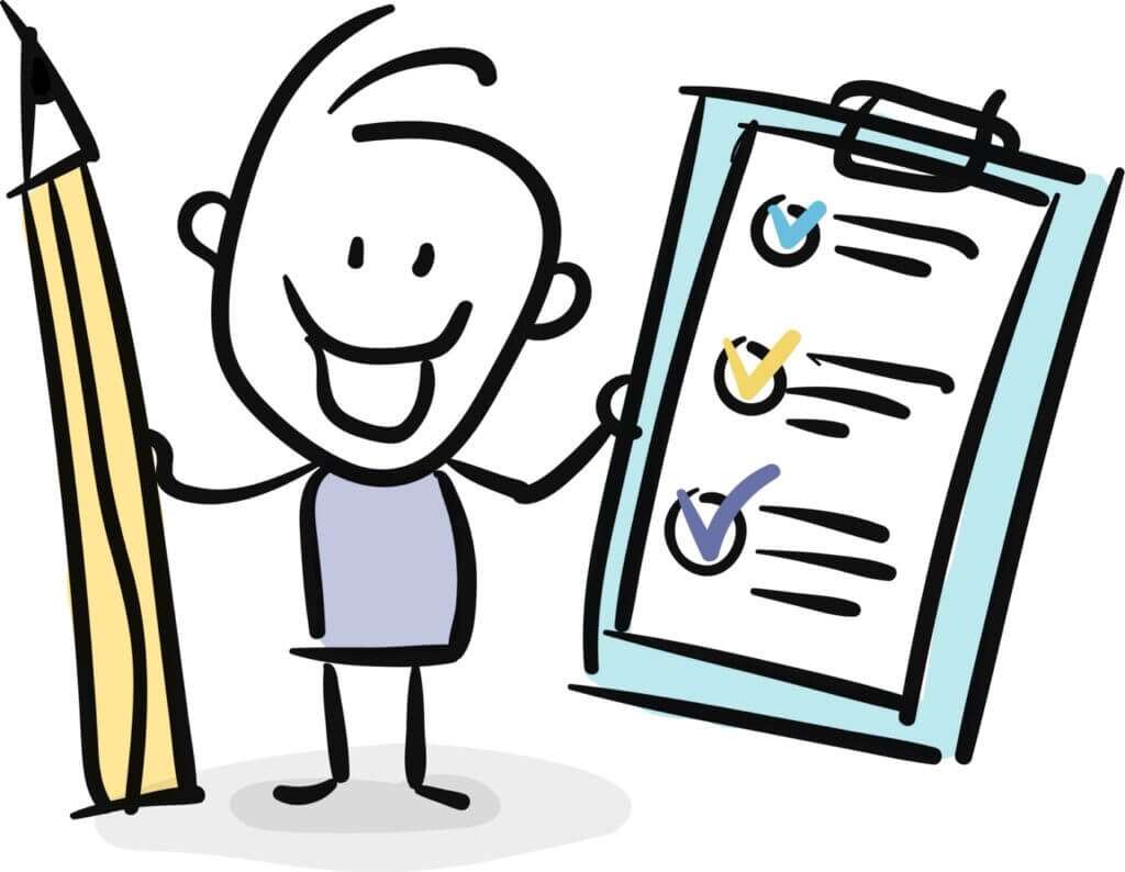 cartoon boy checklist for client onboarding