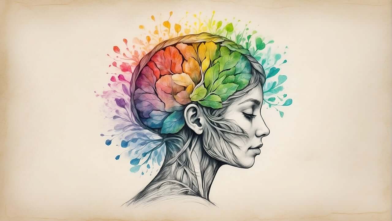 brain with colors representing awareness, body, ghost color psychology