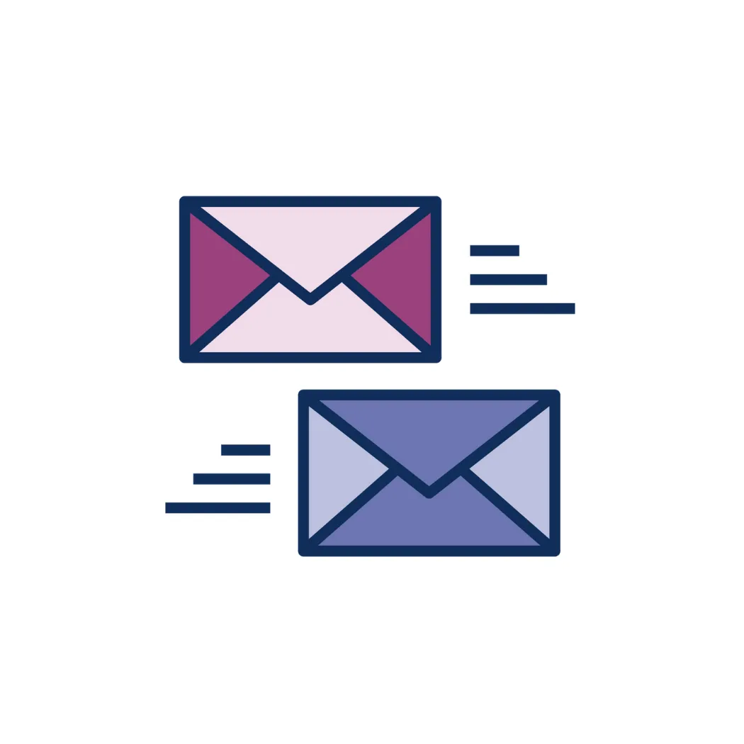 icon of two envelopes being sent back and forth