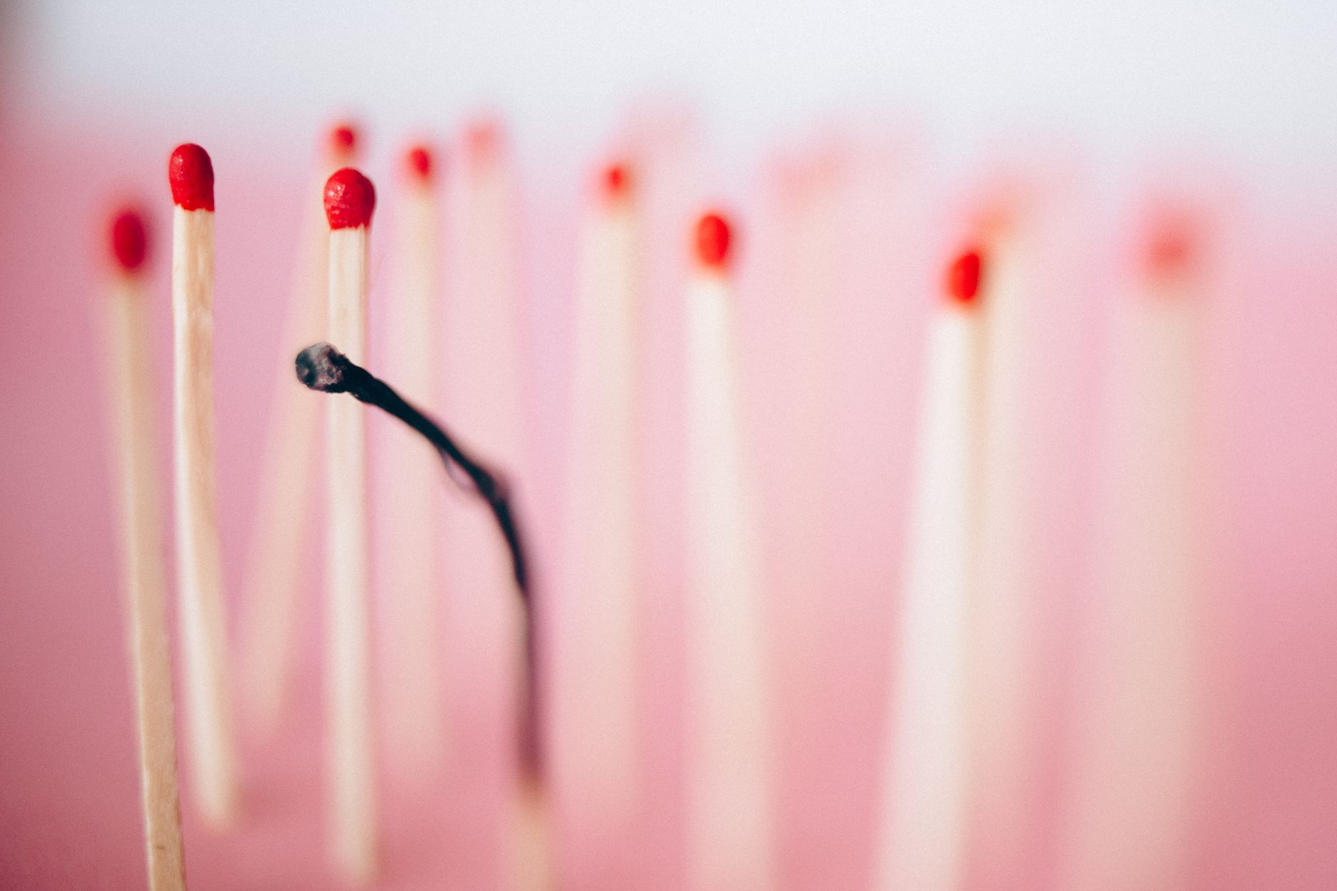 Matches with one burned out representing the business burnout cycle so many of us go through.