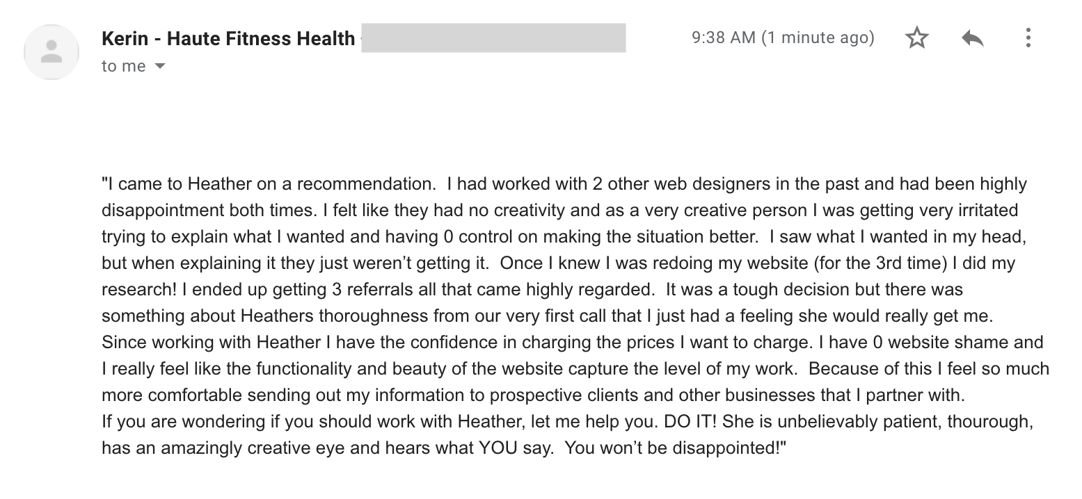 Recommendation for Heather on Website Design