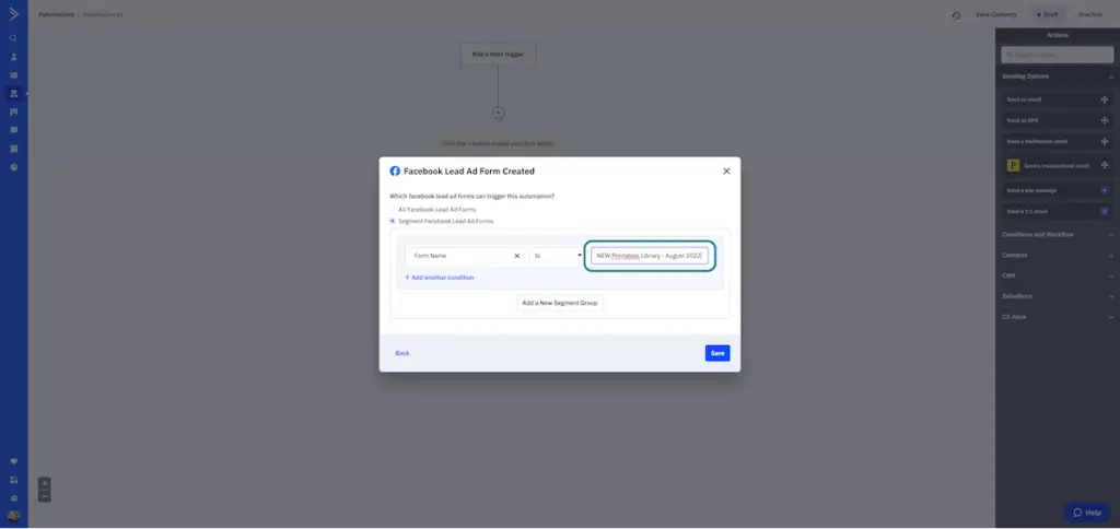 Step 30: screenshot of how to connect ActiveCampaign and Facebook Lead Ad Forms