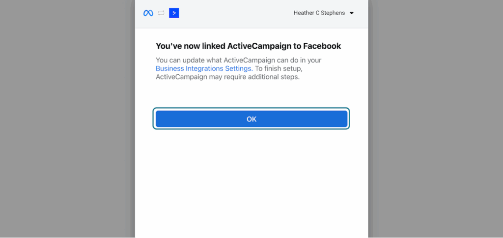 Step 9: screenshot of how to connect ActiveCampaign and Facebook Lead Ad Forms