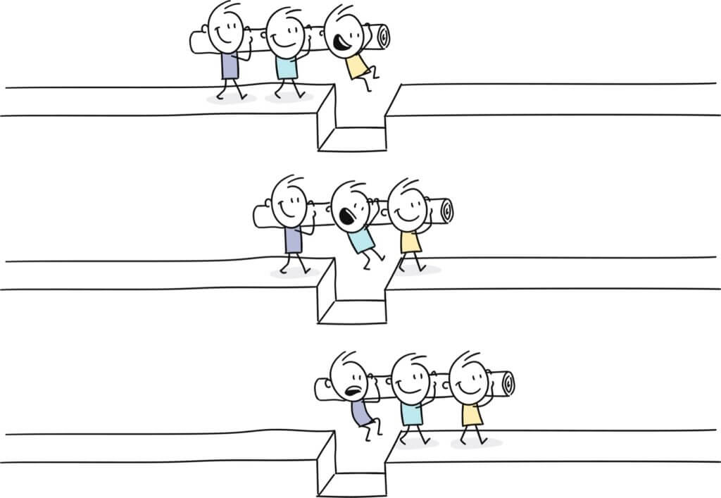 cartoon kids working together, teamwork