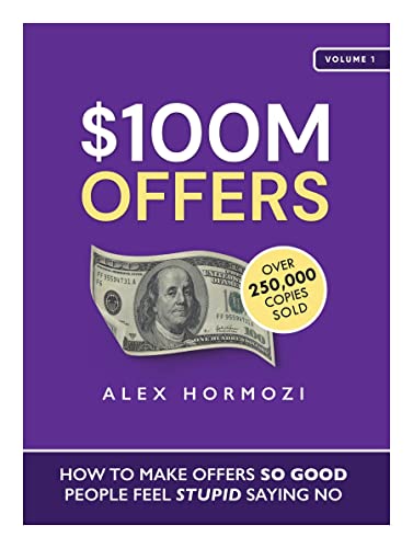 marketing book cover for 100M offers by alex hormozi