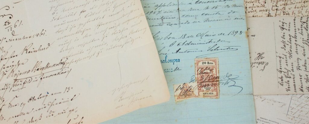 photo of old hand-written letters "how to tell your origin story"