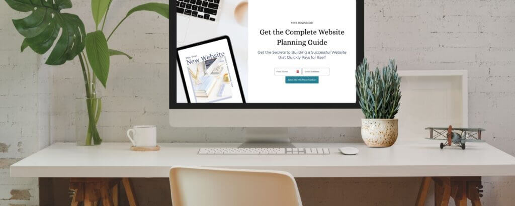 mockup of a computer showing an opt-in page to generate leads