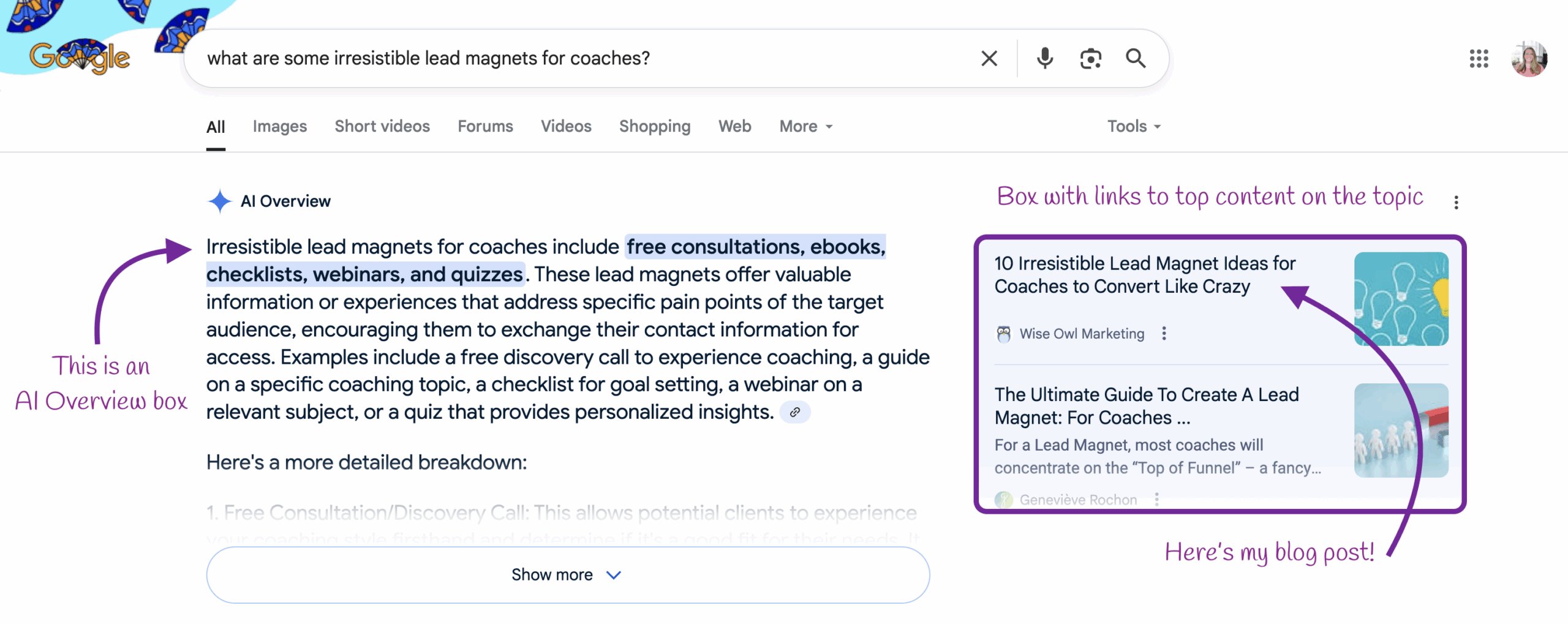 , screenshot of AI overview