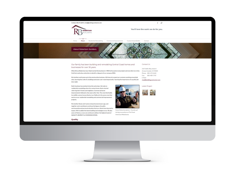 Custom Website Design Before: BuildingContractor.com