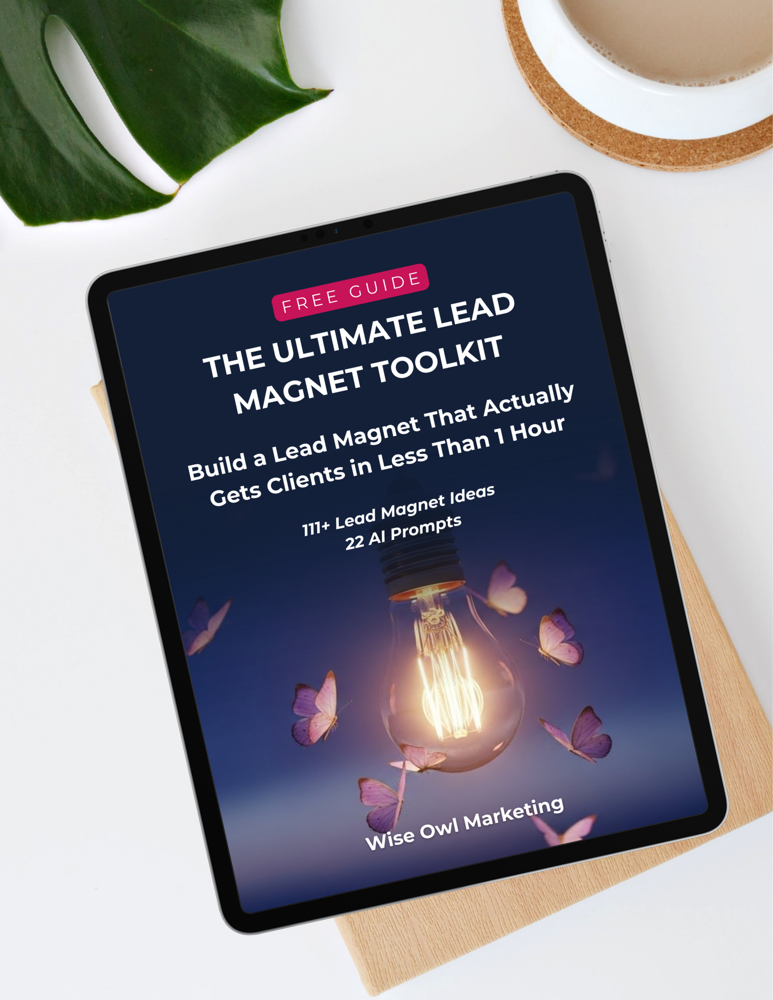 Vertical mockup of the lead magnet ideas toolkit
