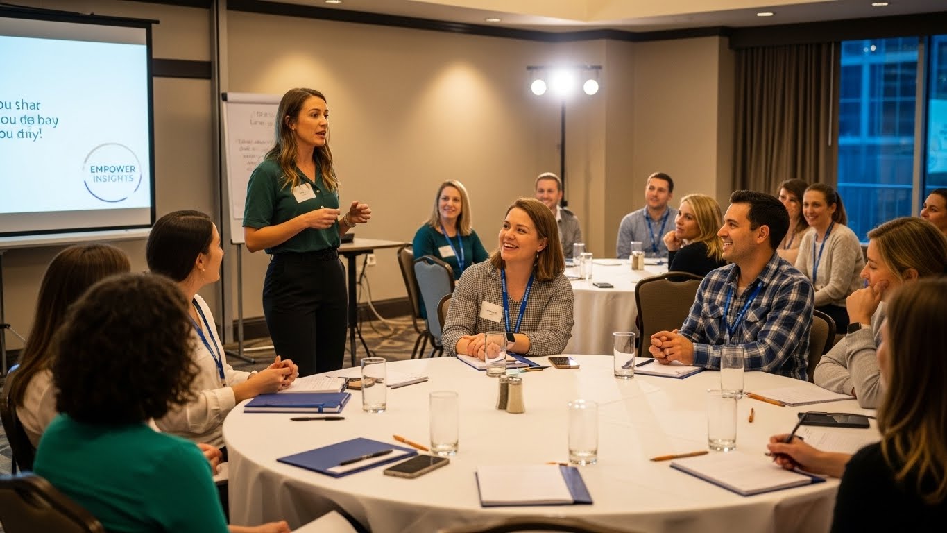 woman teaching a live workshop using live events to get clients without social media