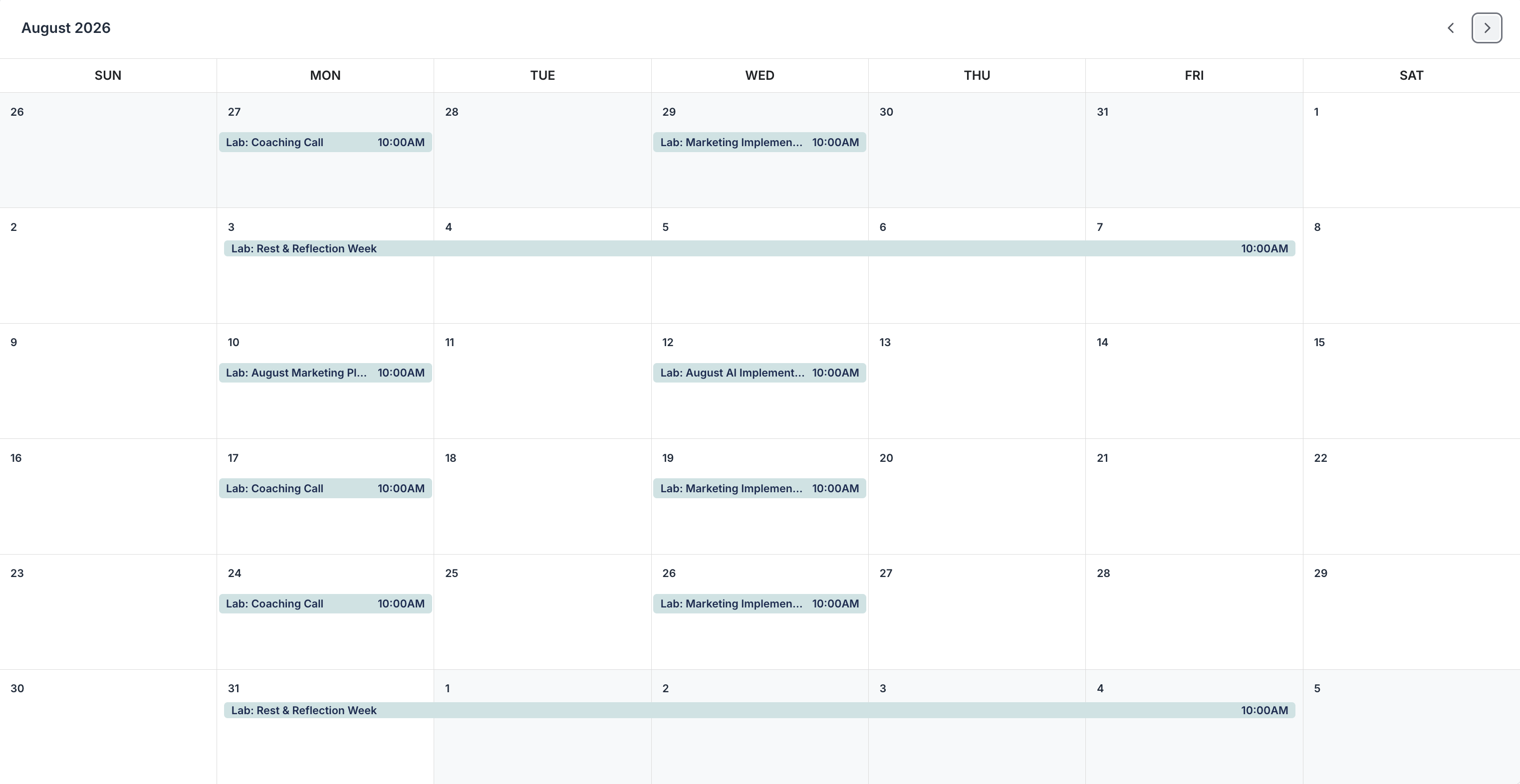 monthly rhythm - rest weeks