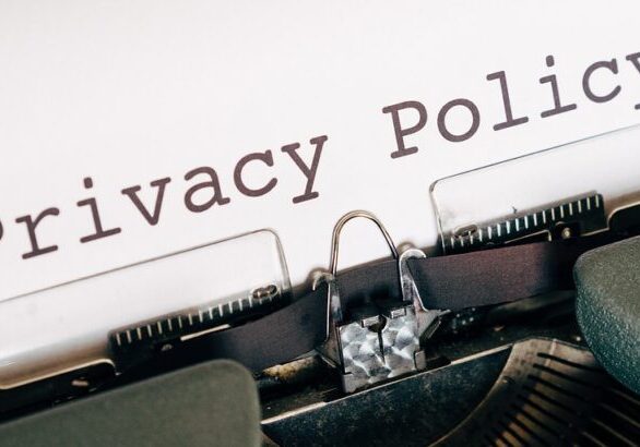 Typewriter showing Privacy Policy typed onto paper - Termageddon is my privacy policy tool of choice.