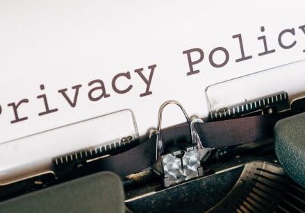 Typewriter showing Privacy Policy typed onto paper - Termageddon is my privacy policy tool of choice.