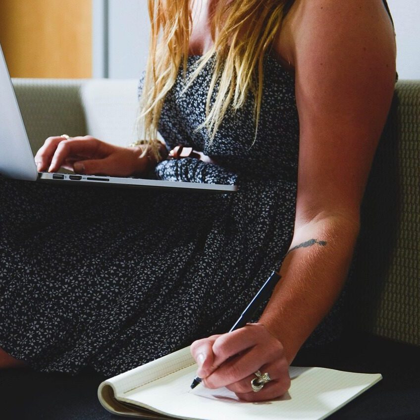 entrepreneur, startup, woman, macbook, laptop, planning, business, businesswoman, young, working, freelance, freelancer, notepad, notebook, sitting, couch, write, writing, work from home, entrepreneur, laptop, planning, writing, writing, writing, writing, writing