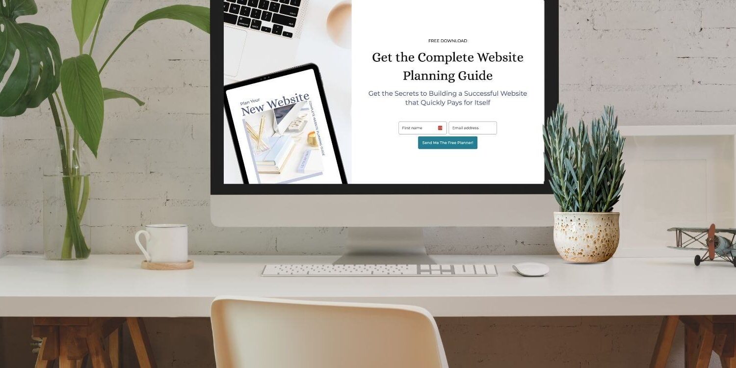 mockup of a computer showing an opt-in page to generate leads