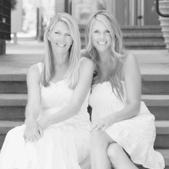 Black and white portrait of two authors I built a website and did marketing for, Janine Finny and Lori Muirhead