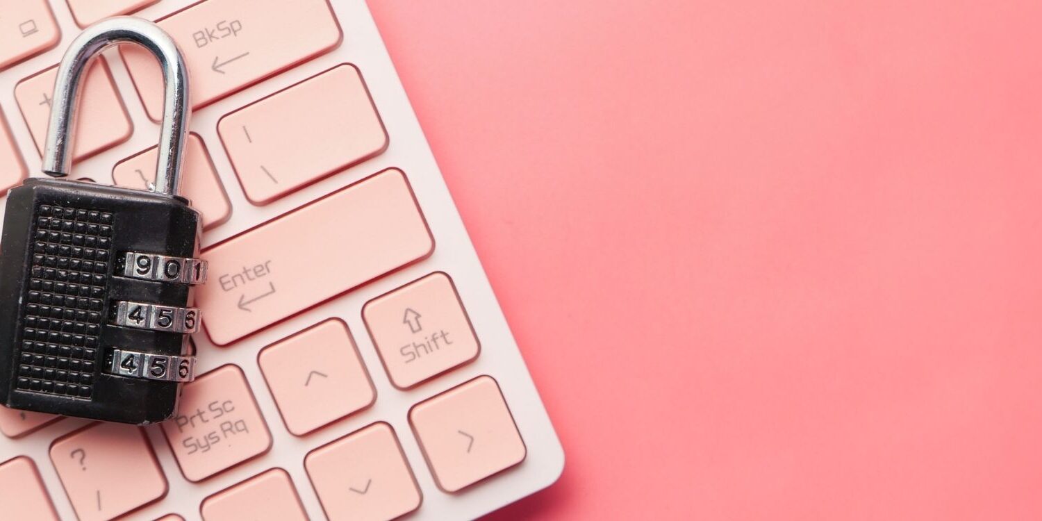 blog post thumbnail of keyboard with a lock and the title of of the post "Virtual Teams: 10 Ways to Keep Your Business Safe."