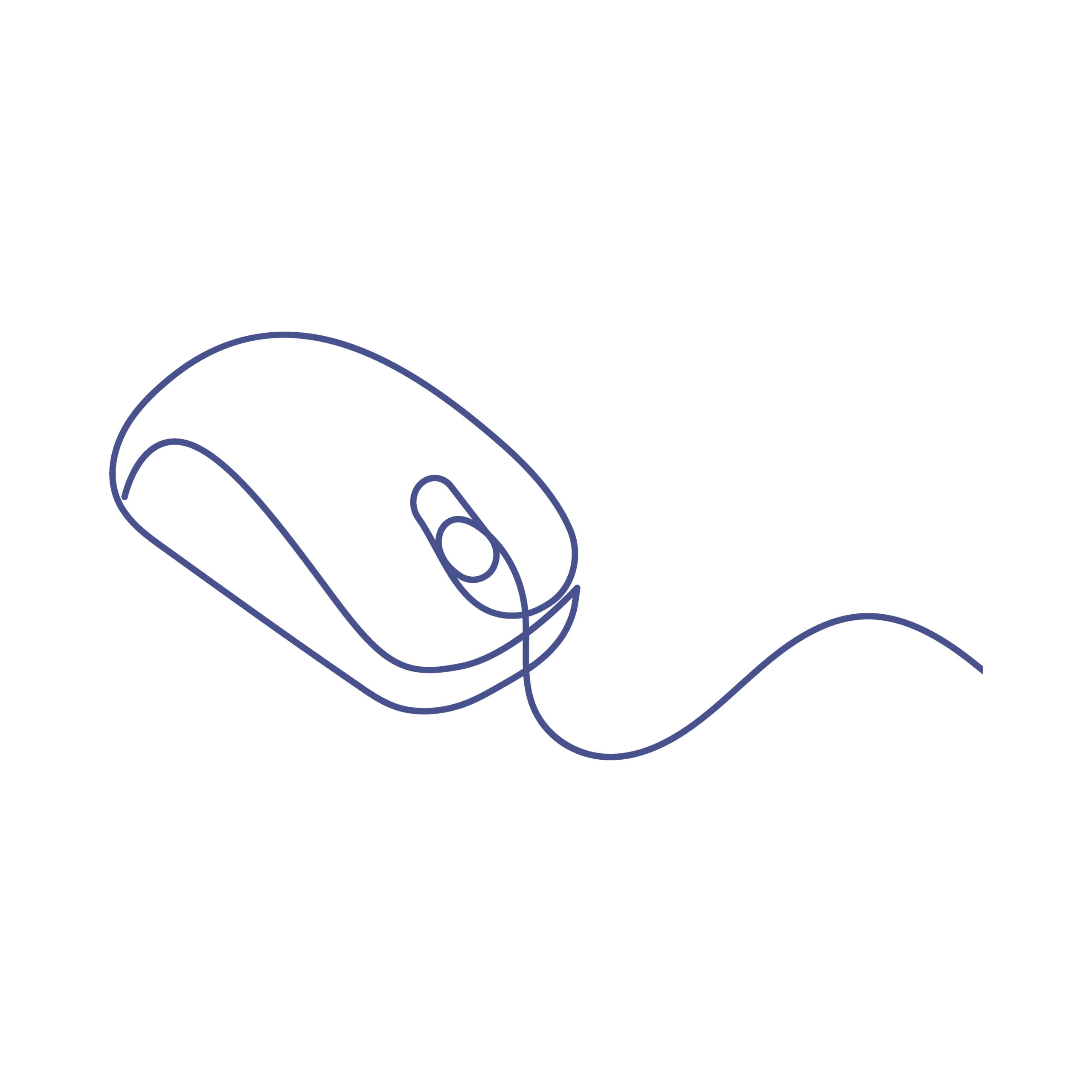 continuous line drawing of a computer mouse