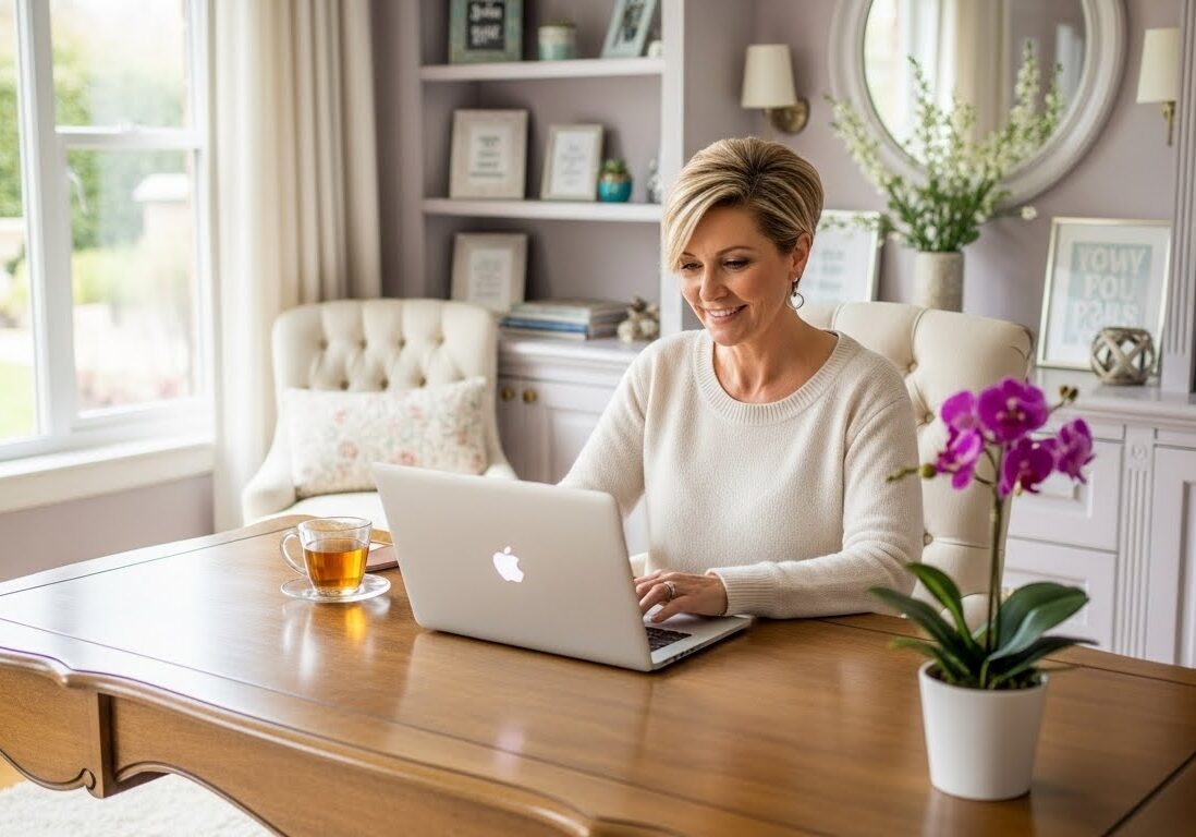 life coach working in her home office, how to get clients without social media