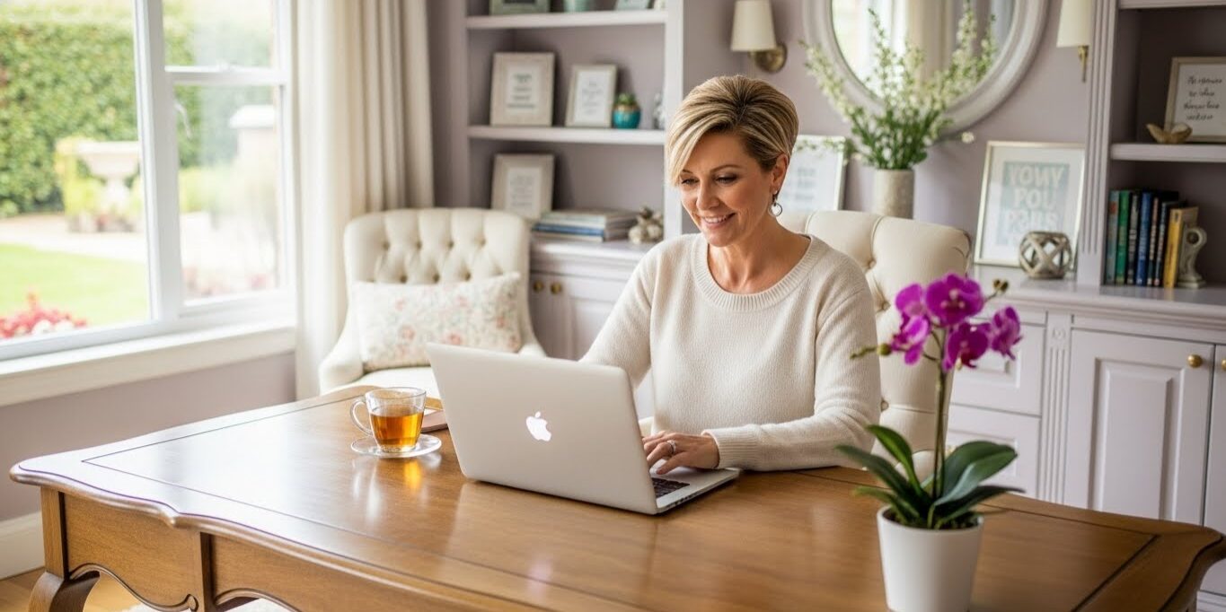 life coach working in her home office, how to get clients without social media