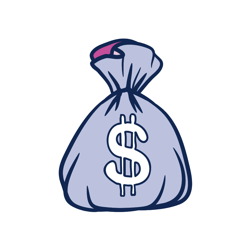 icon money bag lavender white